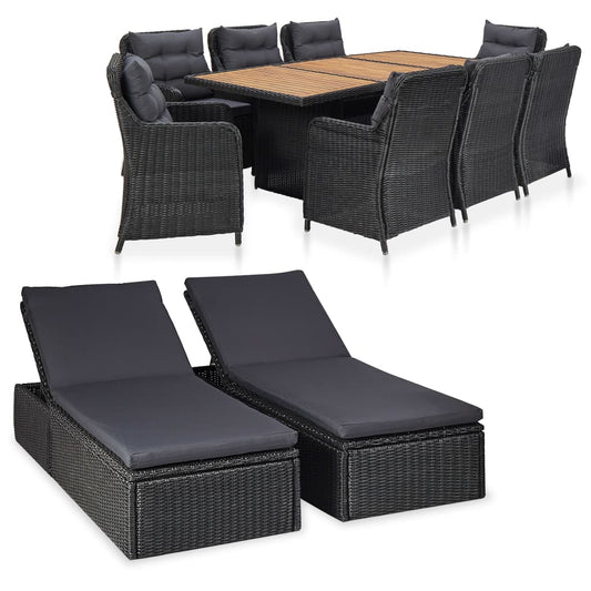 Outdoor Dining Set Black and dark grey