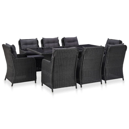 Outdoor Dining Set Black and Dark Grey