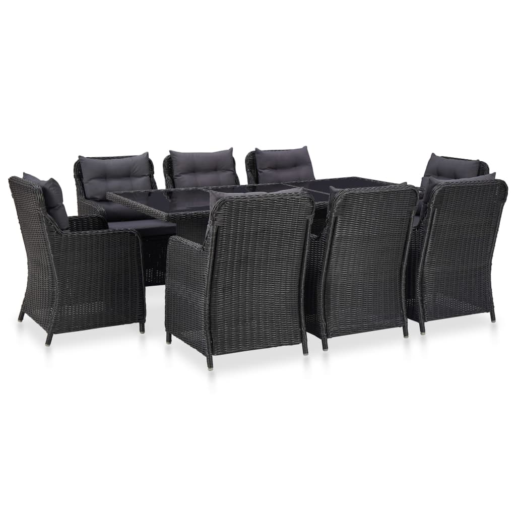 Outdoor Dining Set Black and Dark Grey