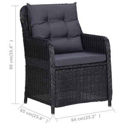 Outdoor Dining Set Black and Dark Grey