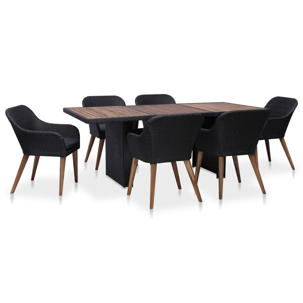 Outdoor Dining Set Black and Dark Grey
