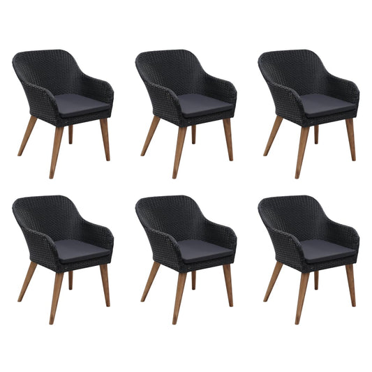 Outdoor Dining Set Black and Dark Grey
