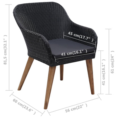 Outdoor Dining Set Black and Dark Grey