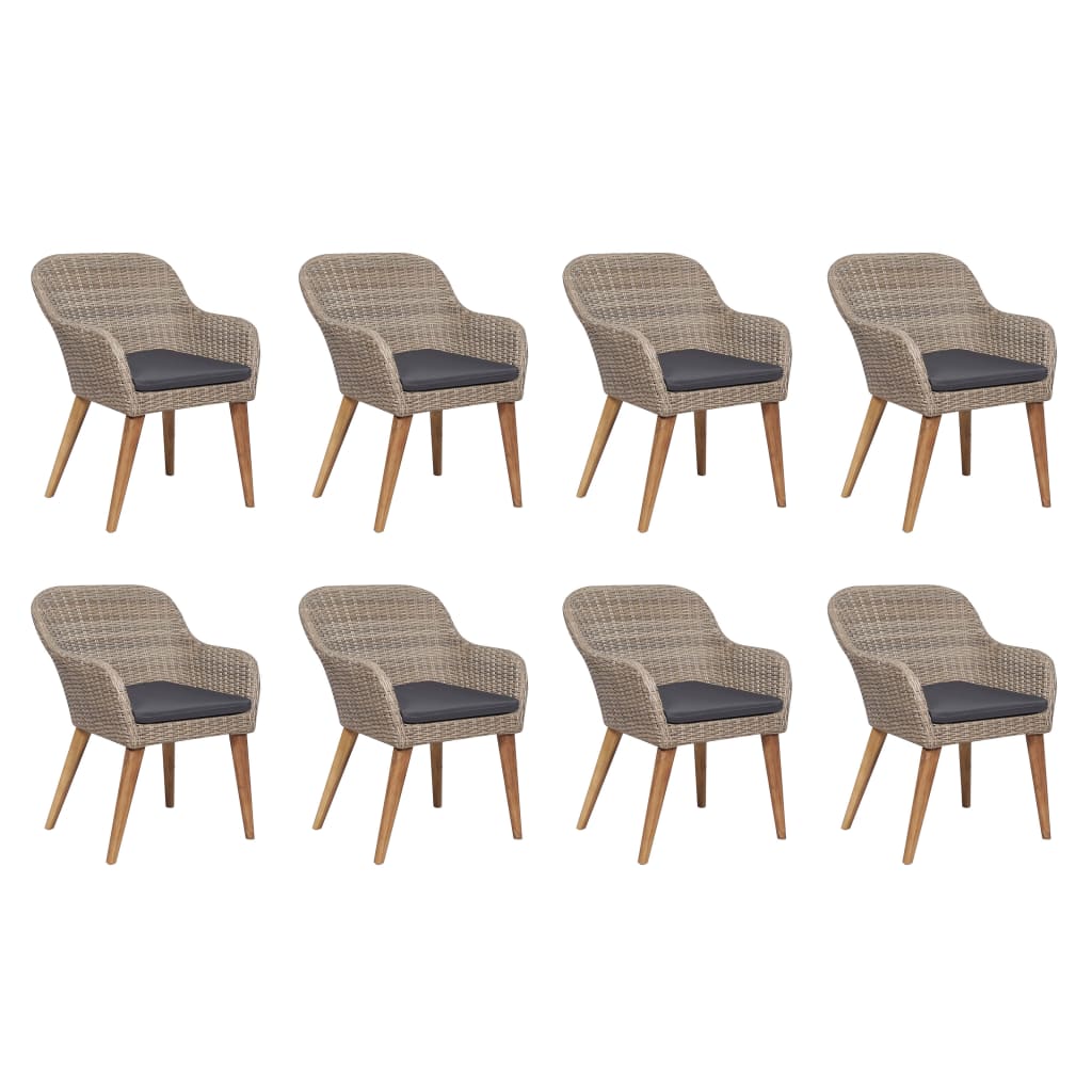 Outdoor Dining Set Brown and dark grey