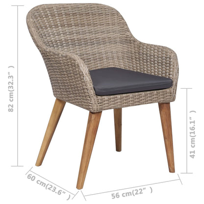 Outdoor Dining Set Brown and dark grey
