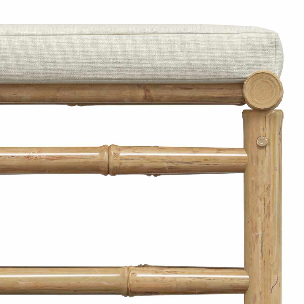 Garden Lounge Set Cream White Bamboo, fabric (100% polyester)