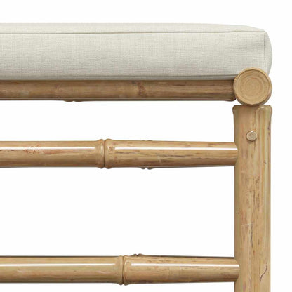 Garden Lounge Set Cream White Bamboo, fabric (100% polyester)