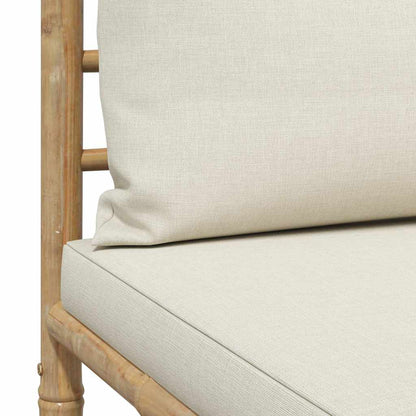 Garden Lounge Set Cream White Bamboo, fabric (100% polyester)