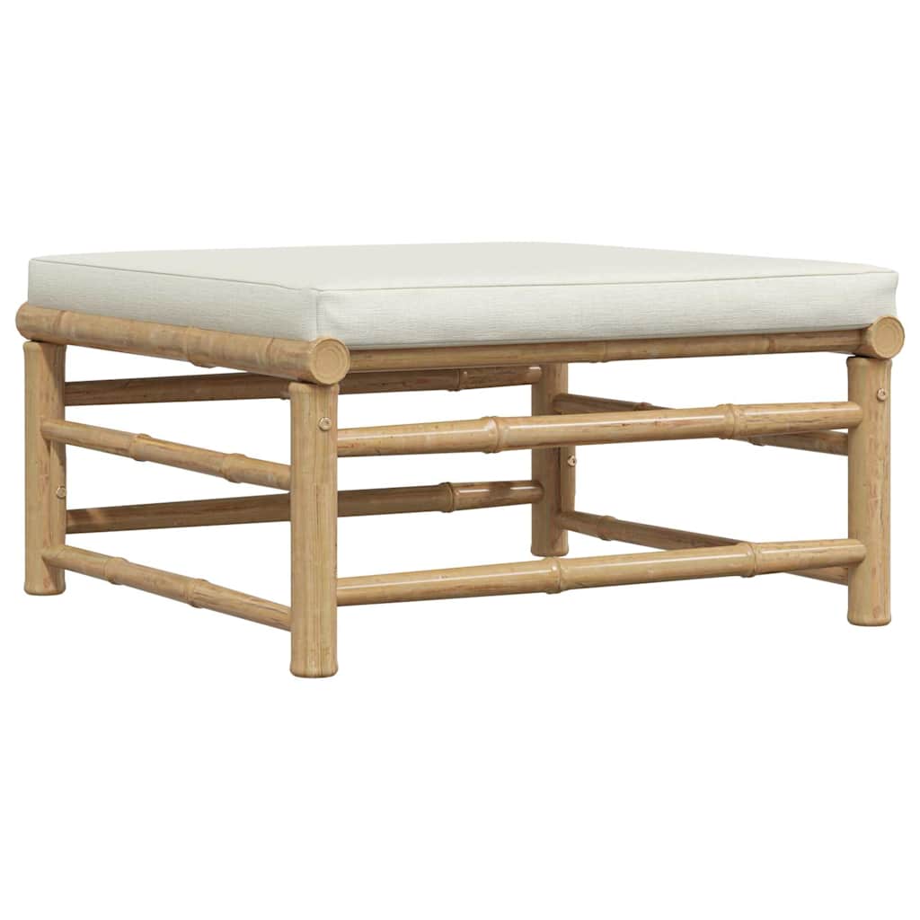 Garden Lounge Set Cream White Bamboo, fabric (100% polyester)