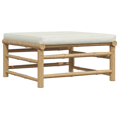 Garden Lounge Set Cream White Bamboo, fabric (100% polyester)