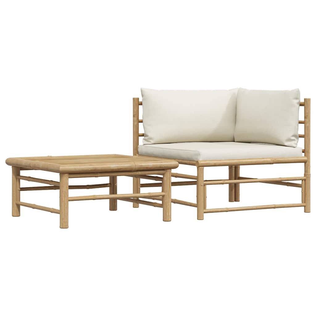 Garden Lounge Set Cream, Bamboo Bamboo, 100% polyester Medium