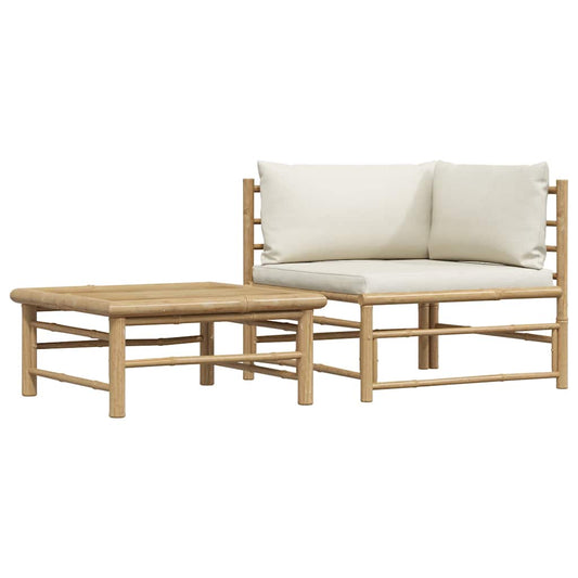 Garden Lounge Set Cream, Bamboo Bamboo, 100% polyester Medium