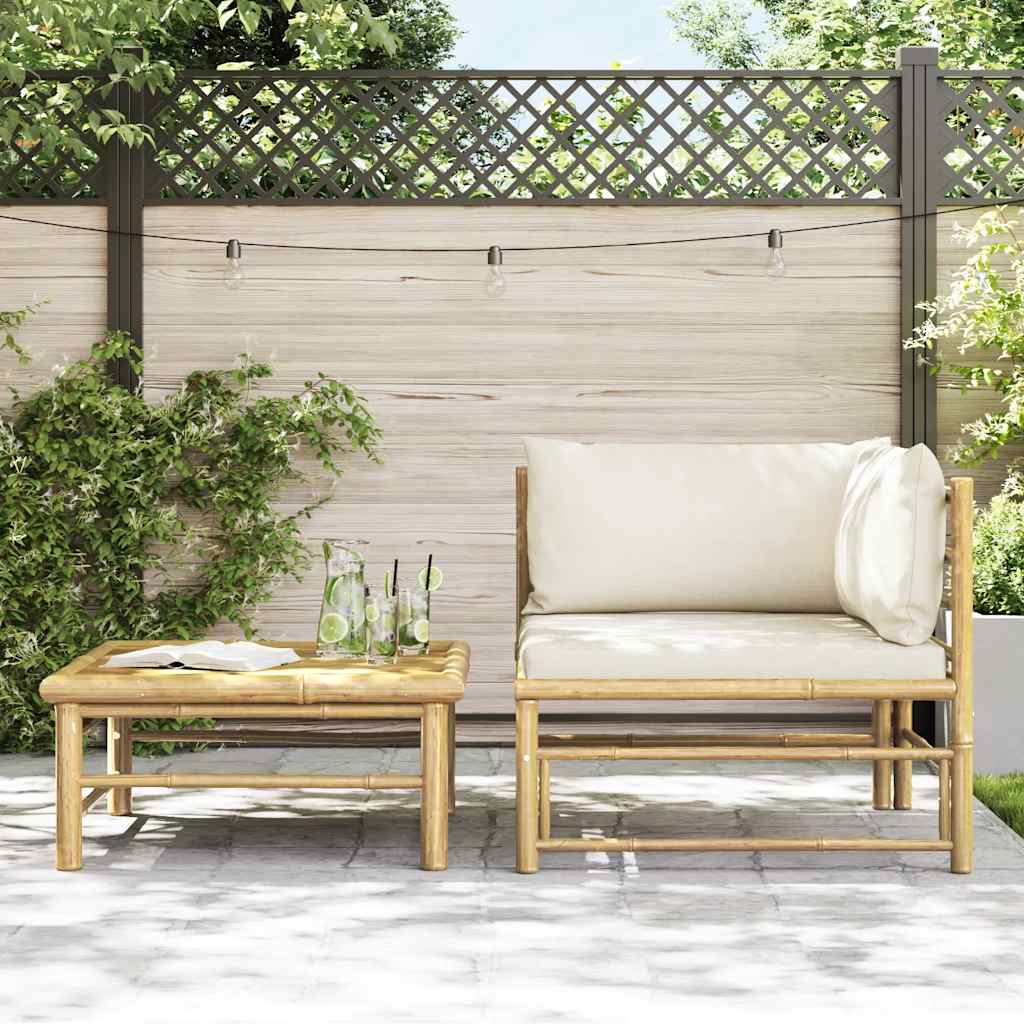 Garden Lounge Set Cream, Bamboo Bamboo, 100% polyester Medium