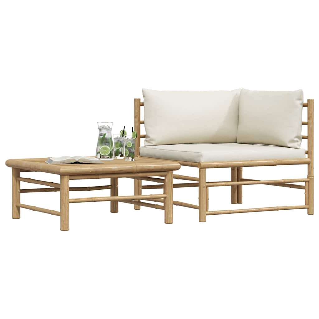 Garden Lounge Set Cream, Bamboo Bamboo, 100% polyester Medium