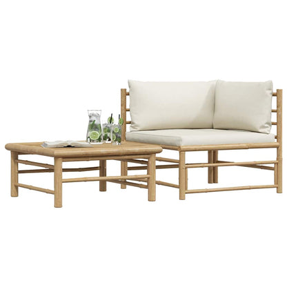 Garden Lounge Set Cream, Bamboo Bamboo, 100% polyester Medium