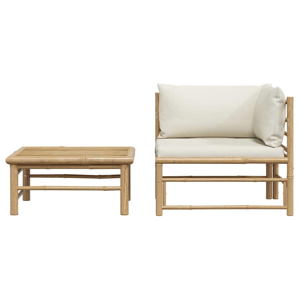 Garden Lounge Set Cream, Bamboo Bamboo, 100% polyester Medium