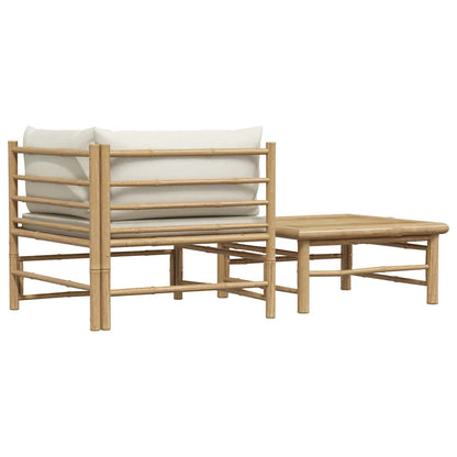 Garden Lounge Set Cream, Bamboo Bamboo, 100% polyester Medium