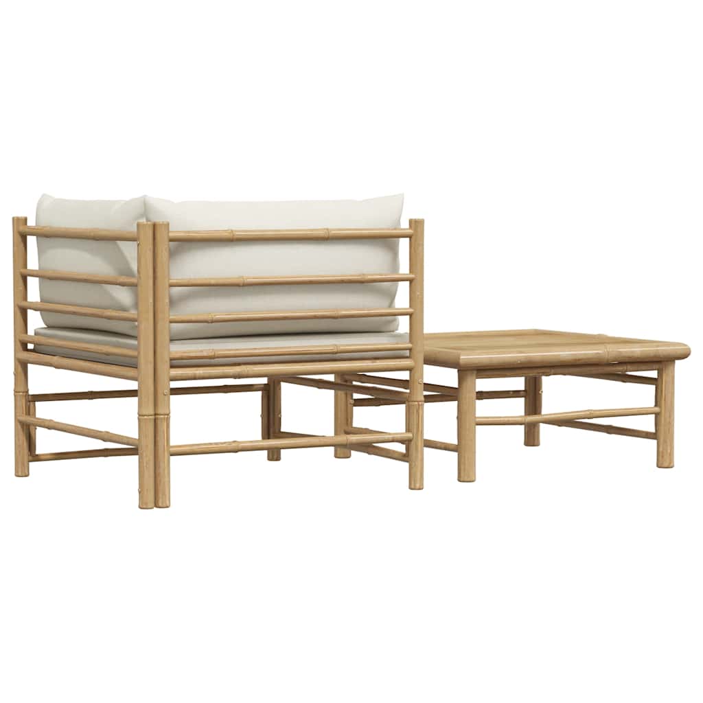 Garden Lounge Set Cream, Bamboo Bamboo, 100% polyester Medium