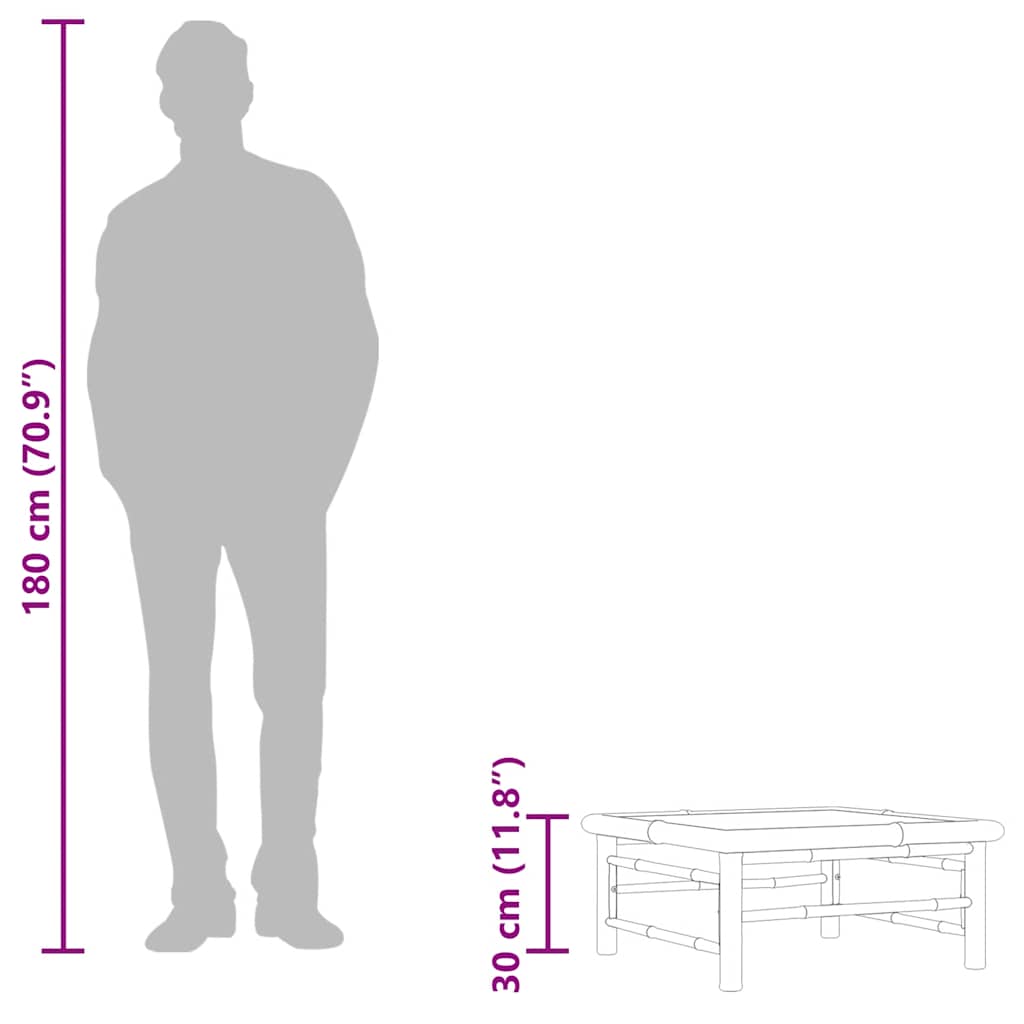Garden Table Natural Bamboo Bamboo 25.6 x 25.6 x 11.8 in