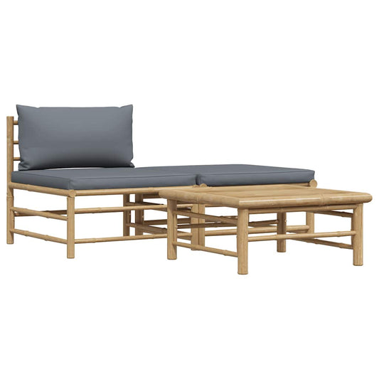 Garden Lounge Set Dark grey Bamboo, 100% polyester Standard