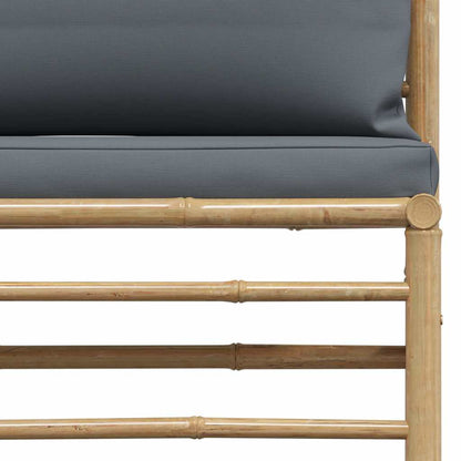 Garden Lounge Set Dark grey Bamboo, 100% polyester Standard