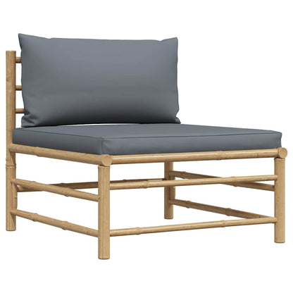 Garden Lounge Set Dark grey Bamboo, 100% polyester Standard