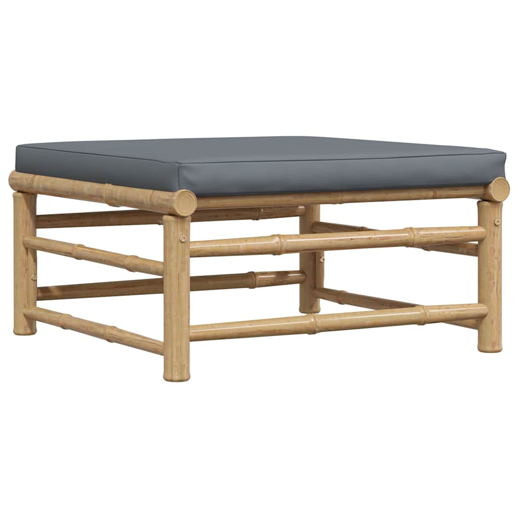 Garden Lounge Set Dark grey Bamboo, 100% polyester Standard