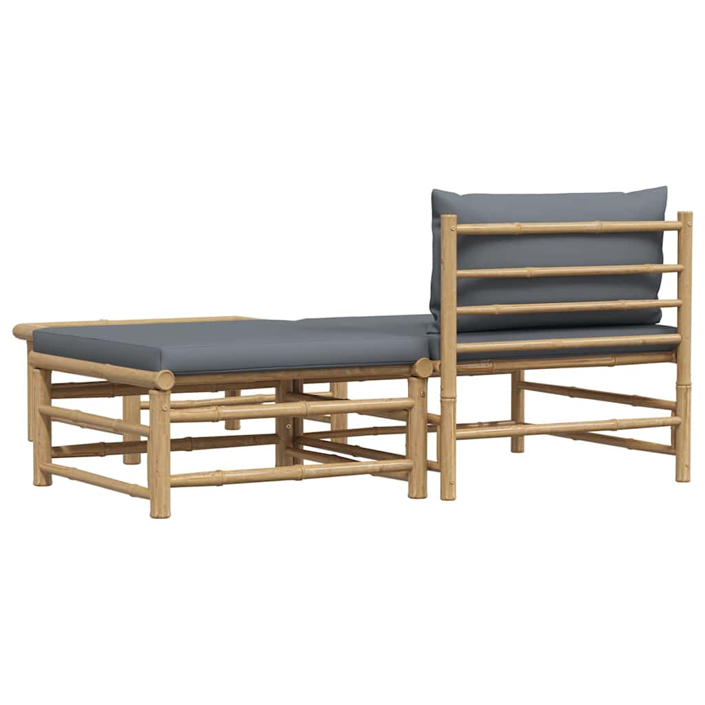 Garden Lounge Set Dark grey Bamboo, 100% polyester Standard