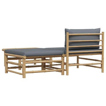 Garden Lounge Set Dark grey Bamboo, 100% polyester Standard