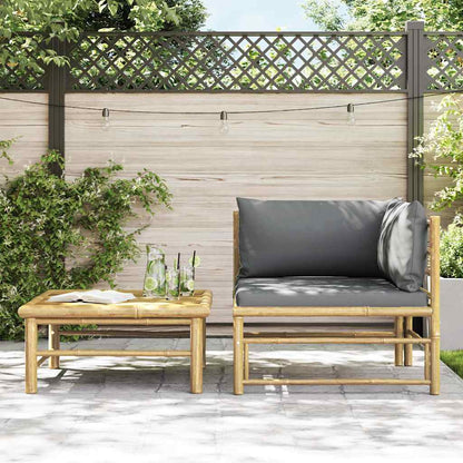 Garden Lounge Set Dark grey Bamboo, Fabric (100% polyester) Medium