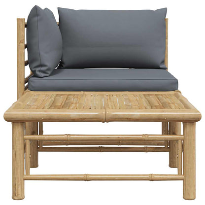 Garden Lounge Set Dark grey Bamboo, Fabric (100% polyester) Medium