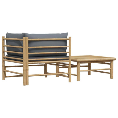 Garden Lounge Set Dark grey Bamboo, Fabric (100% polyester) Medium