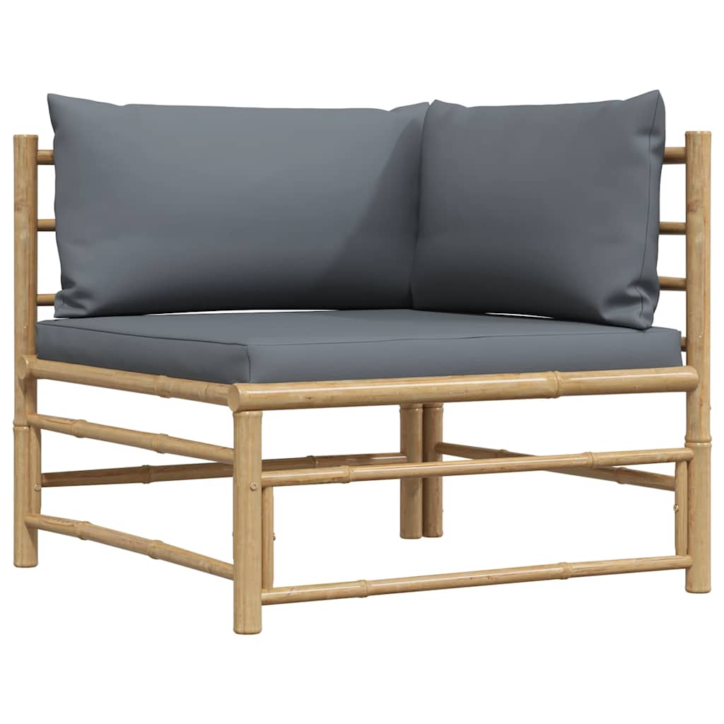 Corner Sofa Dark grey Bamboo and polyester fabric Standard
