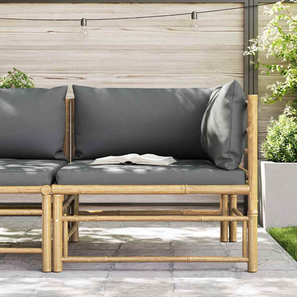 Corner Sofa Dark grey Bamboo and polyester fabric Standard