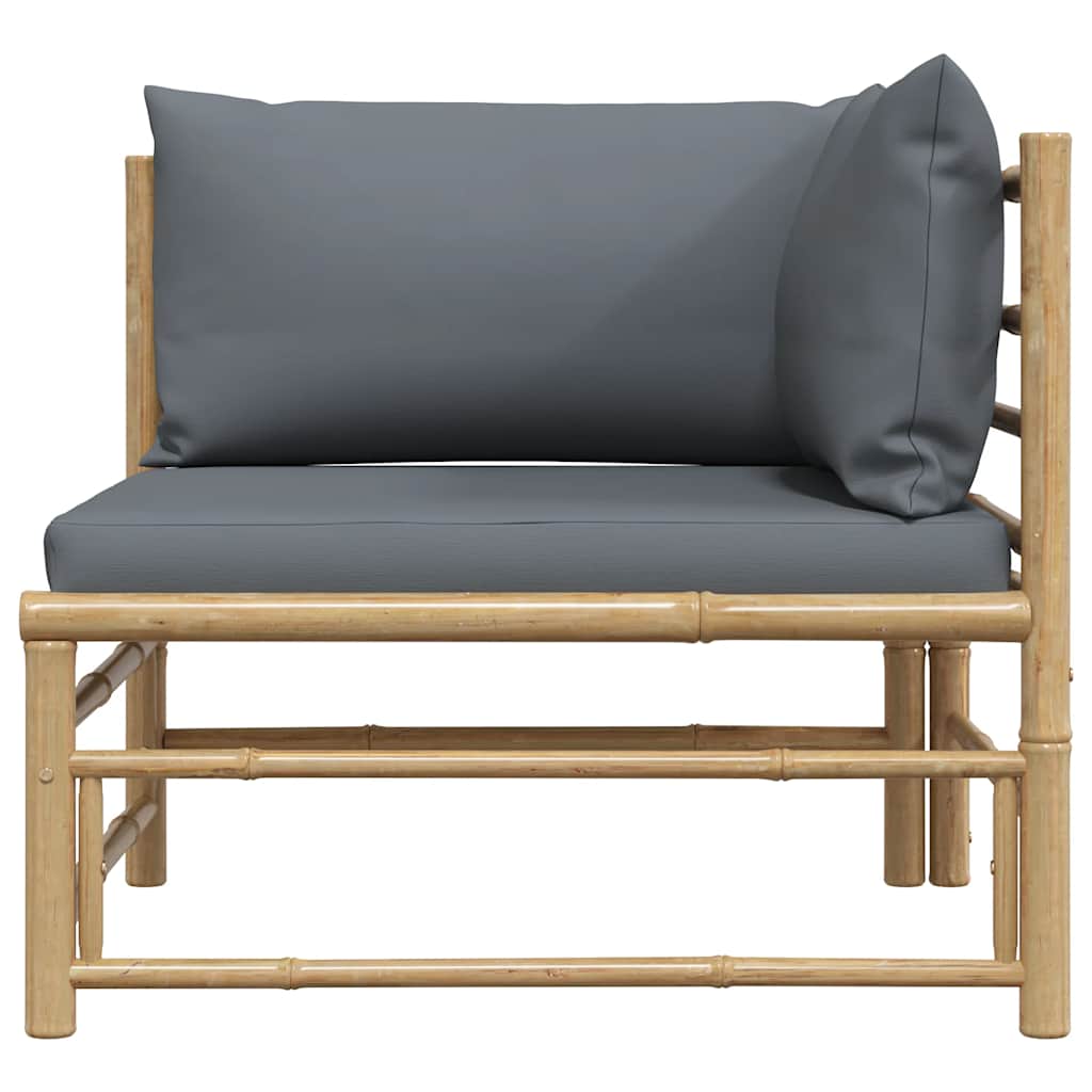 Corner Sofa Dark grey Bamboo and polyester fabric Standard