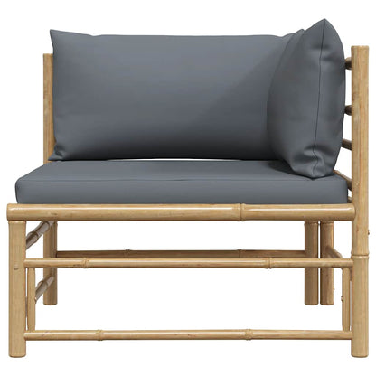 Corner Sofa Dark grey Bamboo and polyester fabric Standard