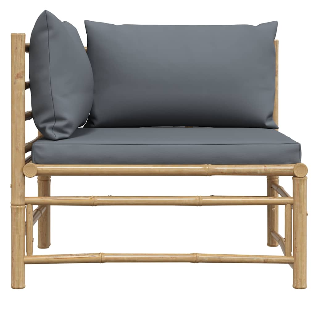 Corner Sofa Dark grey Bamboo and polyester fabric Standard