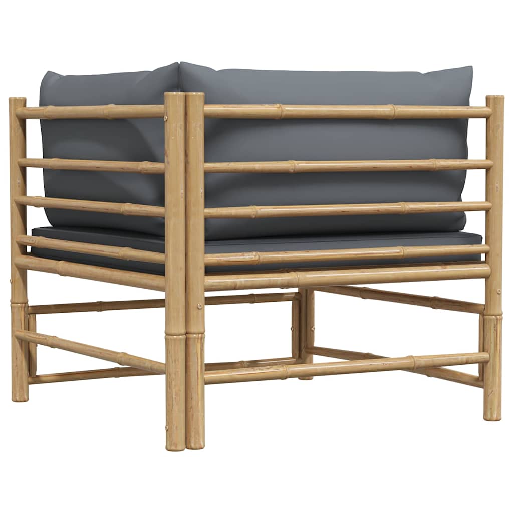 Corner Sofa Dark grey Bamboo and polyester fabric Standard