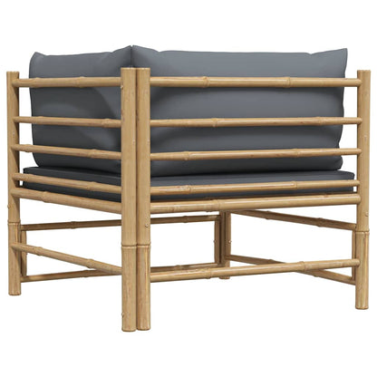Corner Sofa Dark grey Bamboo and polyester fabric Standard