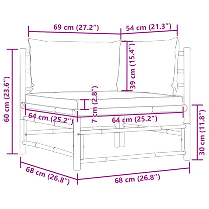 Corner Sofa Dark grey Bamboo and polyester fabric Standard