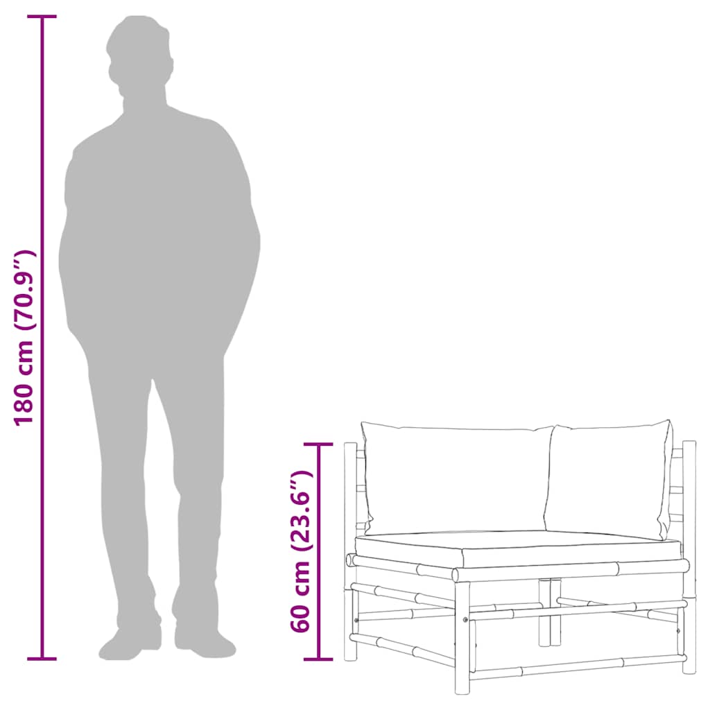 Corner Sofa Dark grey Bamboo and polyester fabric Standard