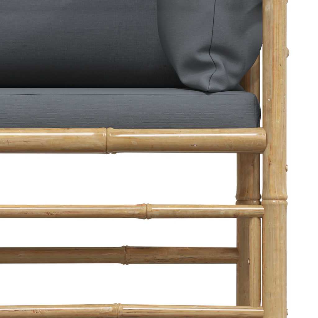 Corner Sofa Dark grey Bamboo and polyester fabric Standard