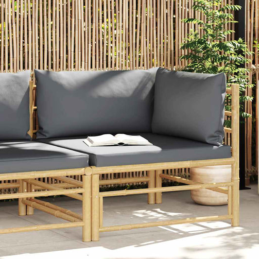 Corner Sofa Dark grey Bamboo and polyester fabric Standard