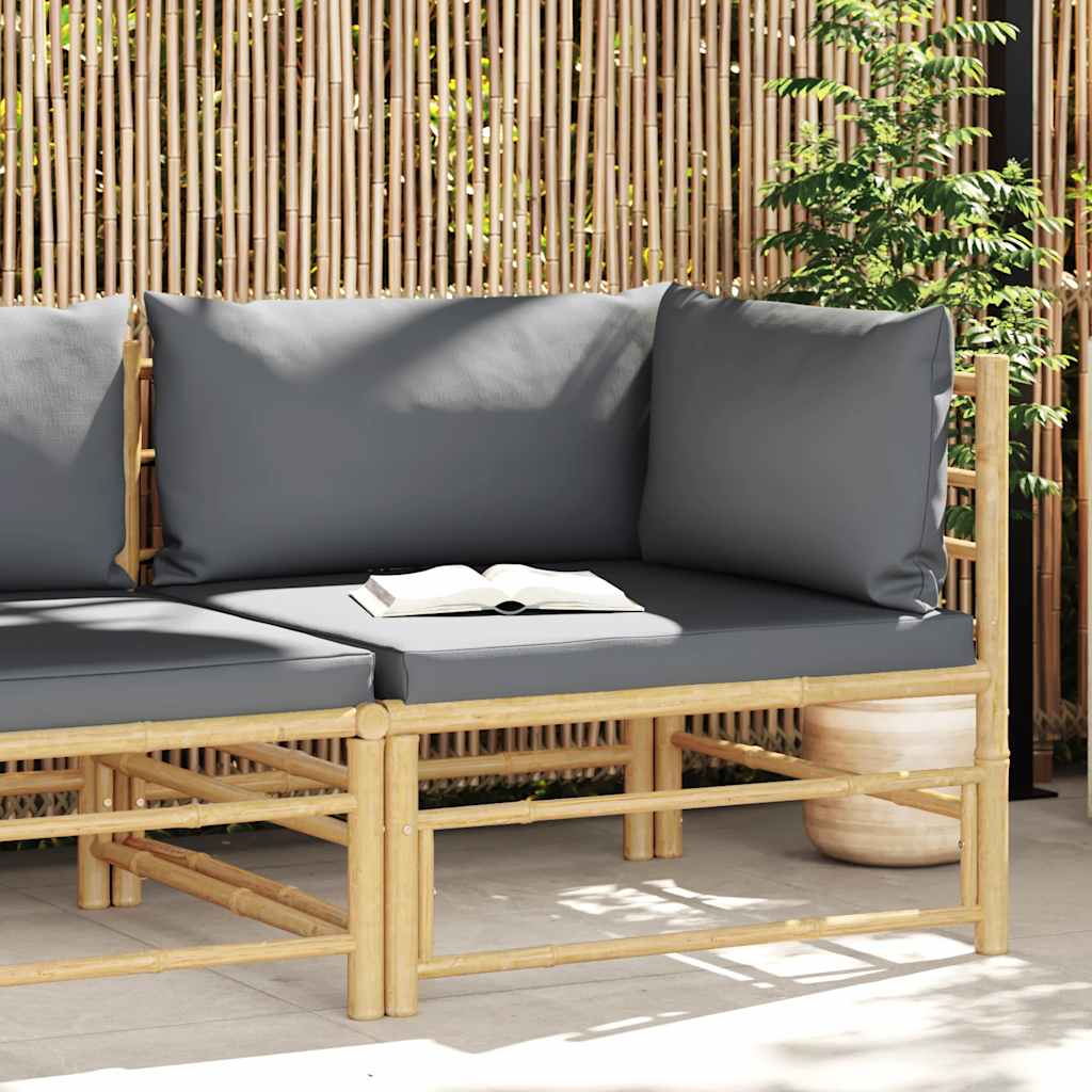 Corner Sofa Dark grey Bamboo and polyester fabric Standard