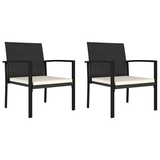 Dining Chair Set of 2 Black and Cream
