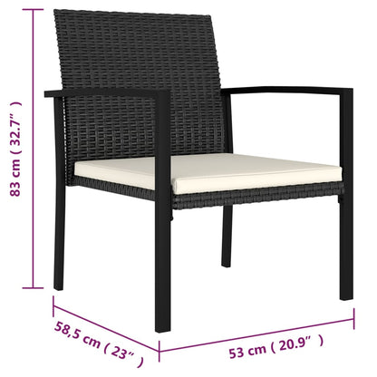 Dining Chair Set of 2 Black and Cream