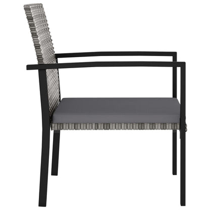 Dining Chair Set of 2 Gray Poly rattan, powder-coated steel, fabric