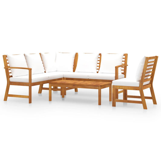 Bookshelf Board Cream Solid acacia wood 5 piece set