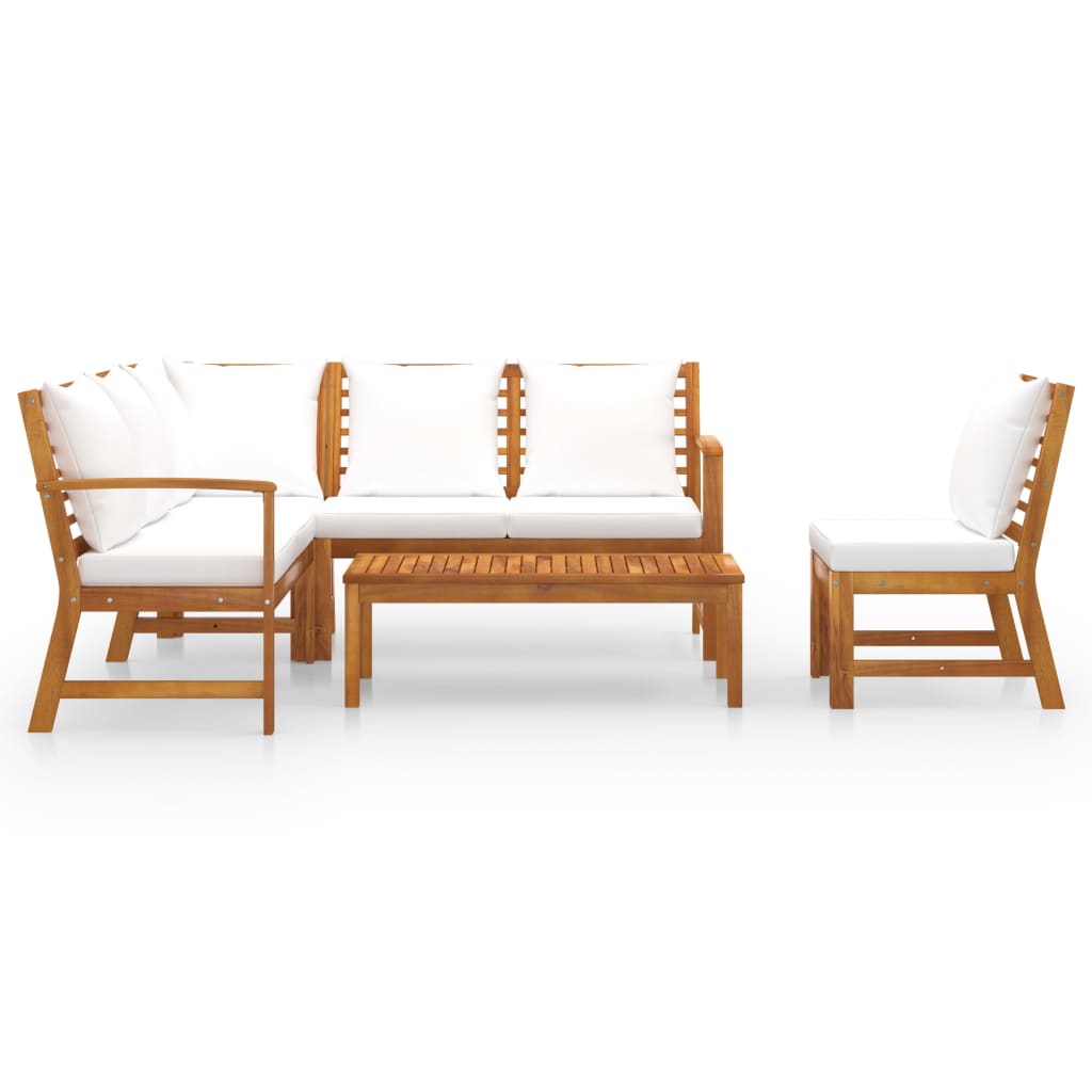 Bookshelf Board Cream Solid acacia wood 5 piece set
