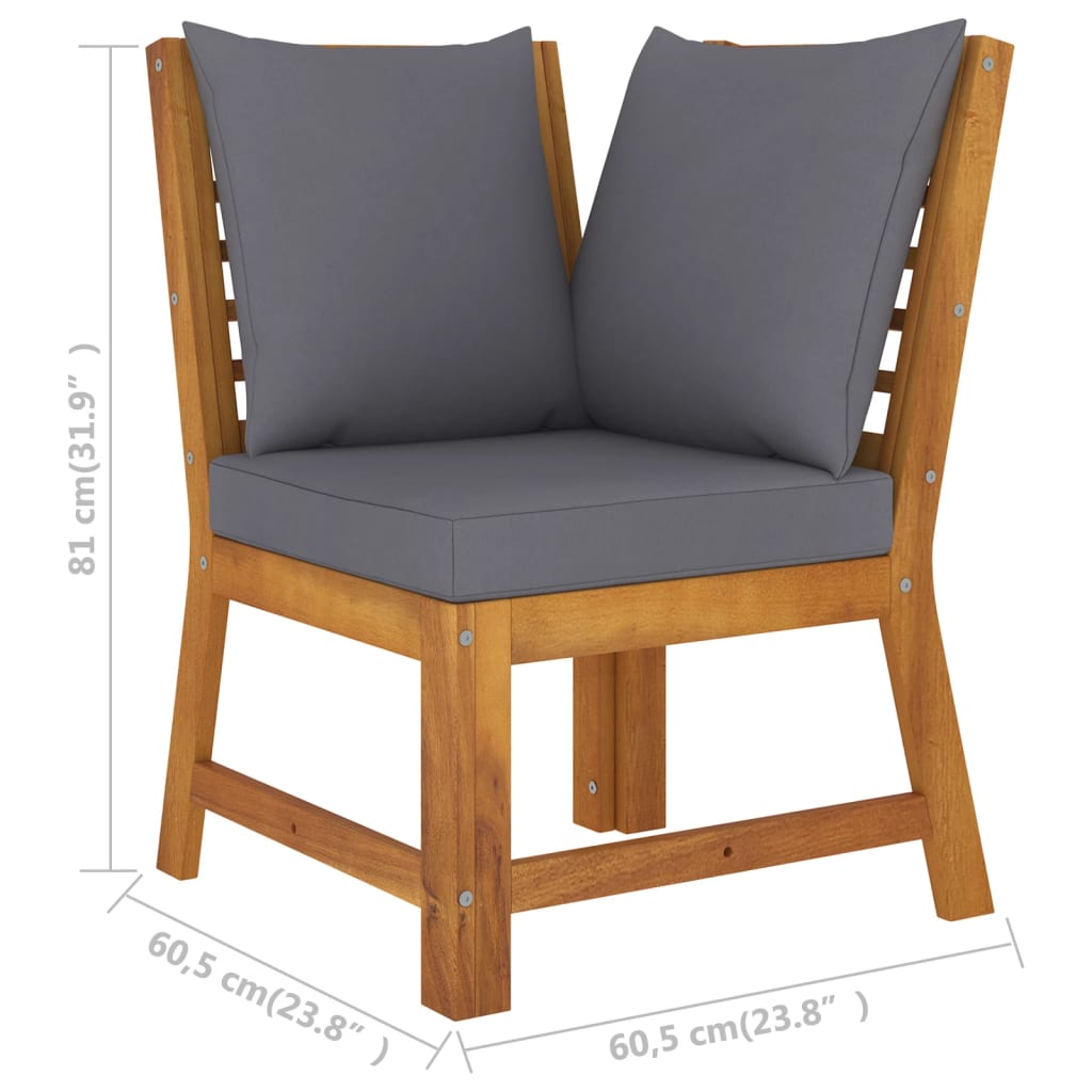 Garden Lounge Set Acacia wood with dark grey cushions